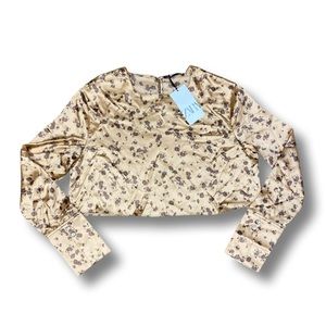 NWT Zara Cropped Silk Blouse